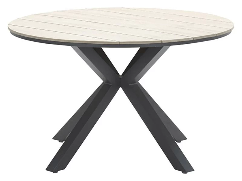 Outdoor Feelings Edson Carbon Black Light Teak Ø 122 Cm Tuintafel